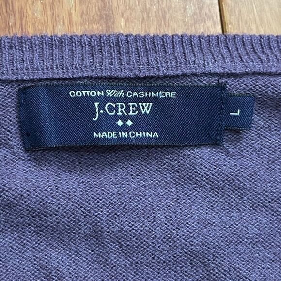 J Crew Sweater Mens Pullover Purple Cotton Cashmere Preppy Casual Adult L - Picture 2 of 9